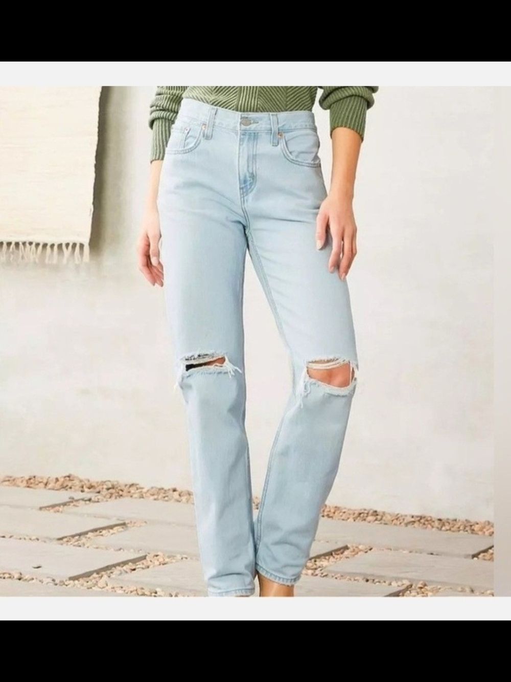Levi's Light Blue Distressed Low Pro Straight Leg Jeans